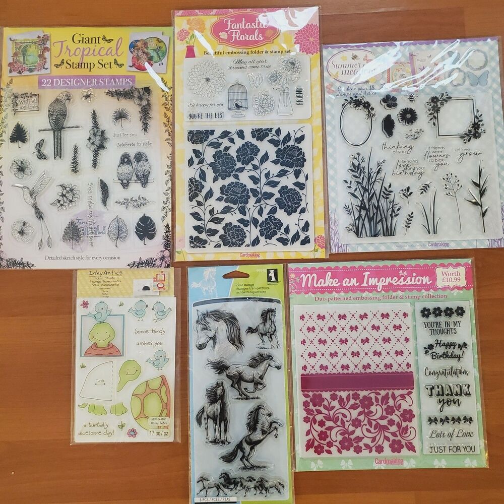 Lot of 6 Stamp Packages Cardmaking & Papercraft Inkadinkado Inky Antics Crafting